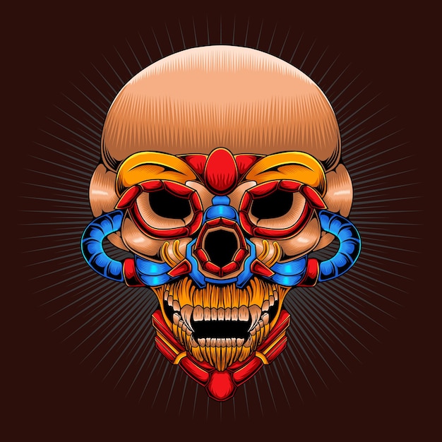 Artwork head mecha skull illustration