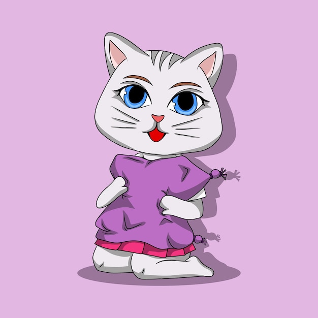 삽화 삽화 및 Nft 캐릭터 여성 고양이