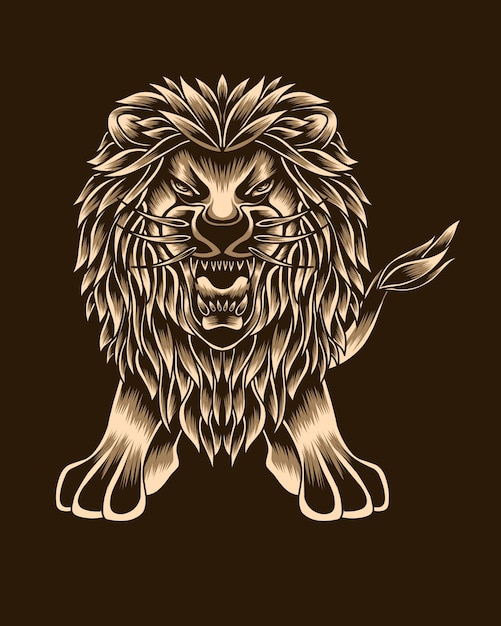 Vector artwork illustration cute and scary lion king