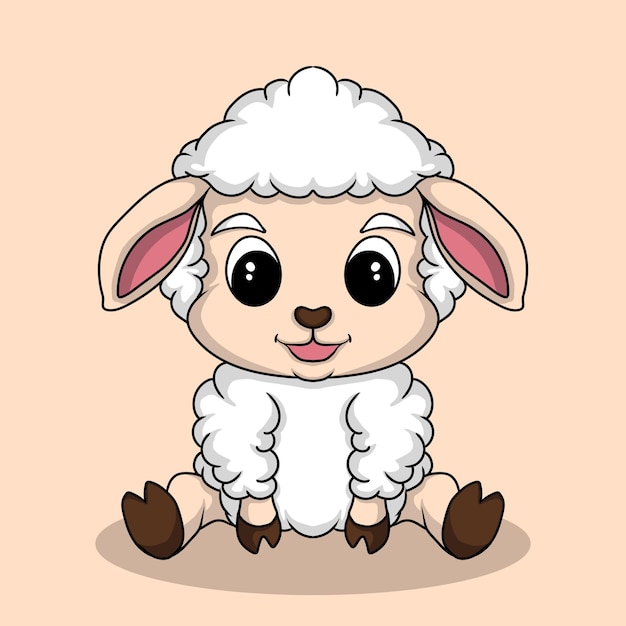アートワークのイラストと t シャツのデザインかわいい動物キャラクター羊