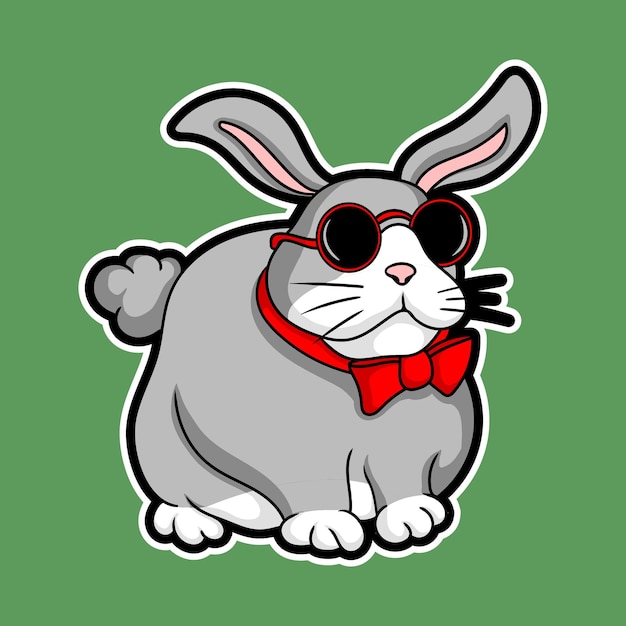 Иллюстрация художественной работы и дизайн футболки милый толстый кролик характер наклейки