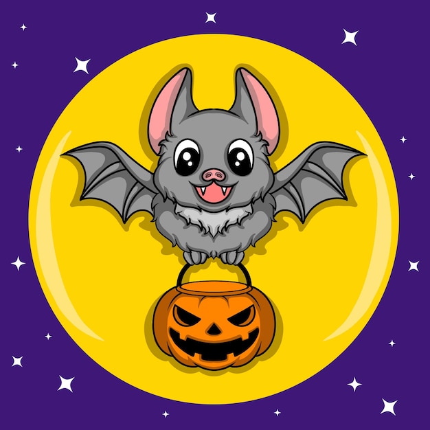 Vettore illustrazione grafica e design della maglietta simpatico personaggio adesivo pipistrello di halloween