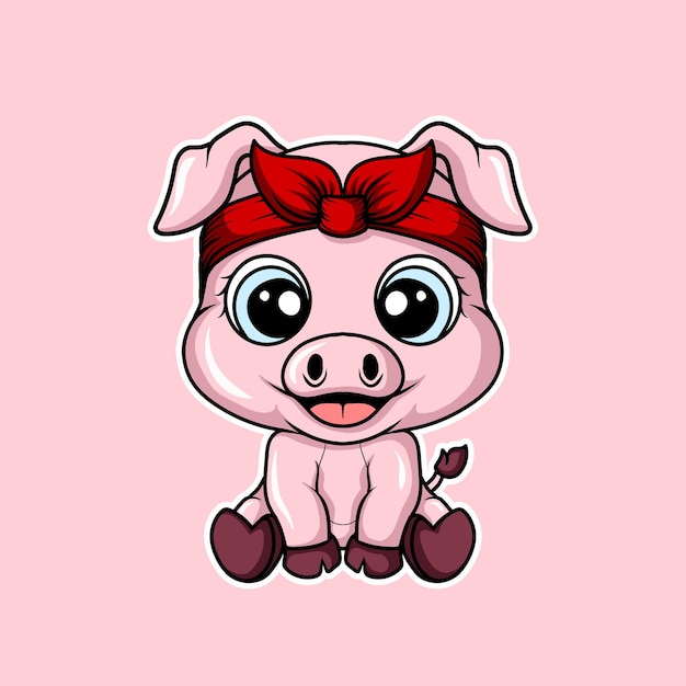 Artwork illustration and t shirt design cute pig sticker character