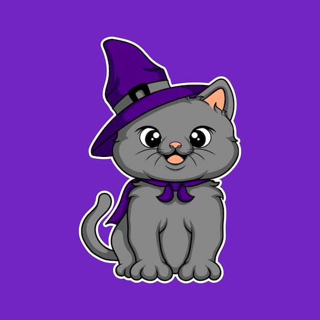 artwork illustration and t shirt design cute witch cat sticker character