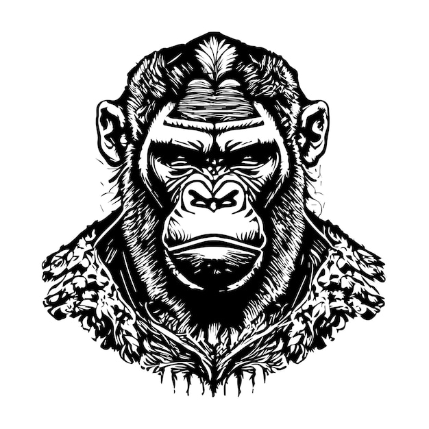 Vector artwork illustration and tshirt design gorilla on white background