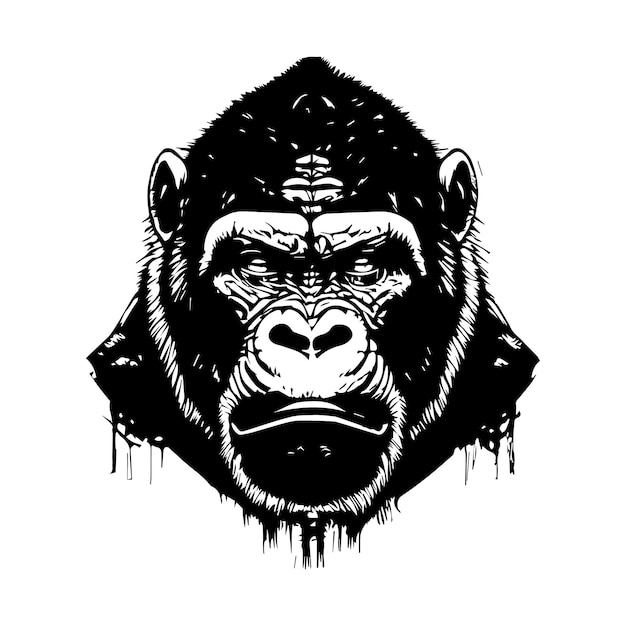 Vettore illustrazione grafica e design tshirt gorilla su sfondo bianco