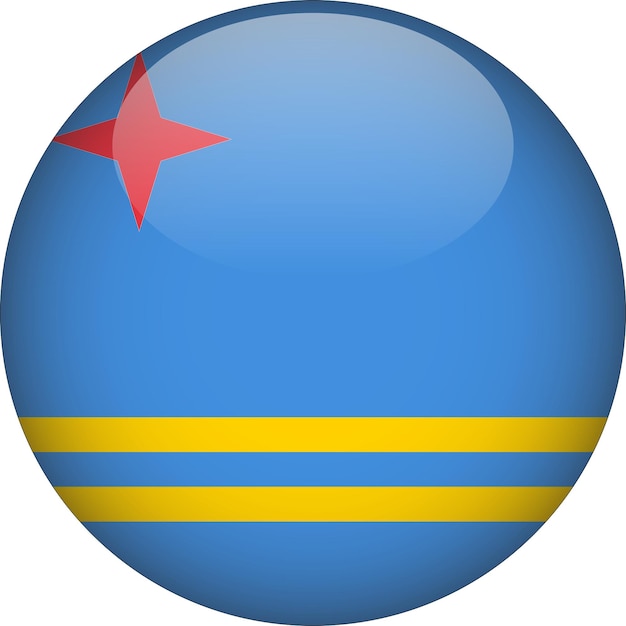 Aruba 3D Rounded Flag Button