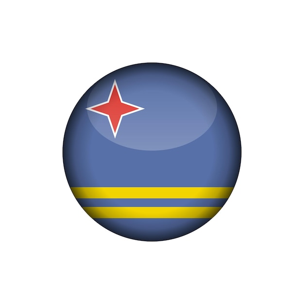 Aruba Flag Circle Button Vector Template