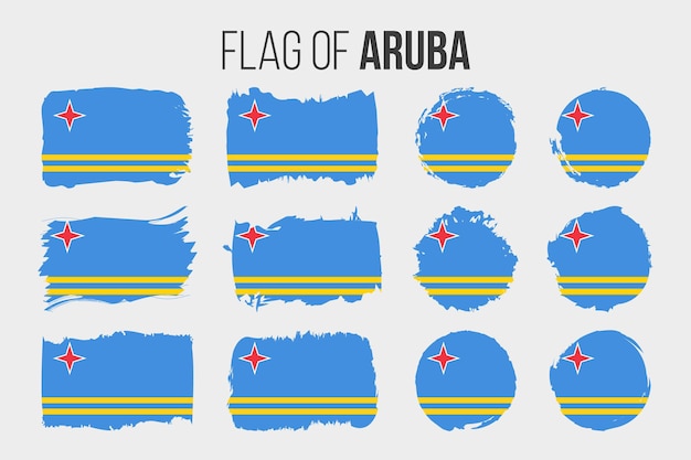 Aruba flag Illustration brush stroke and grunge flags of Aruba isolated on white