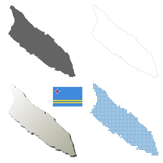 Aruba vector outline map set