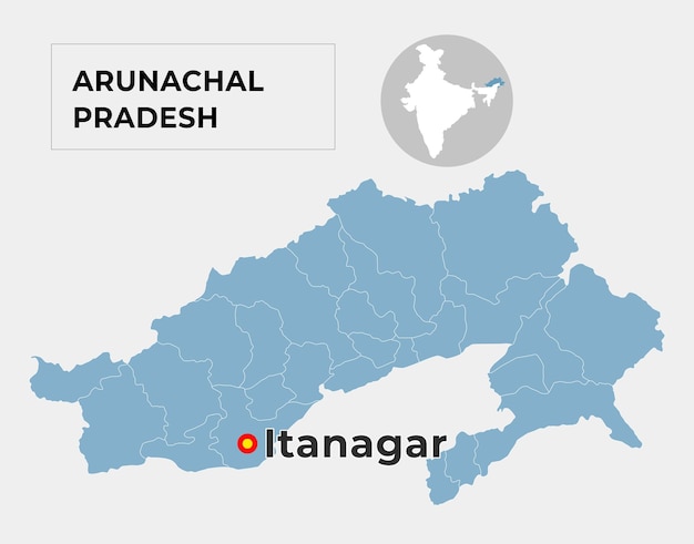 Arunachal Pradesh locator kaart met de hoofdstad