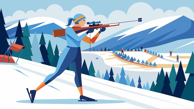 As the crowd cheers a biathlete zooms down the snowy track her heart pounding with adrenaline as she