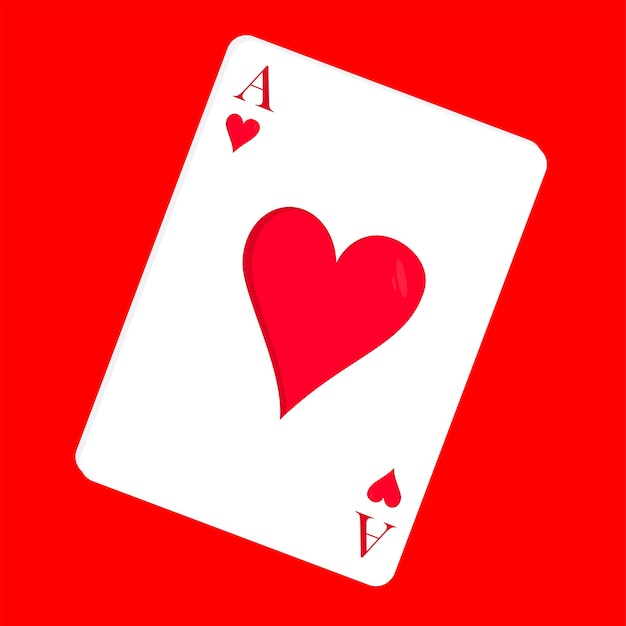 As Heart playing card vector on red background