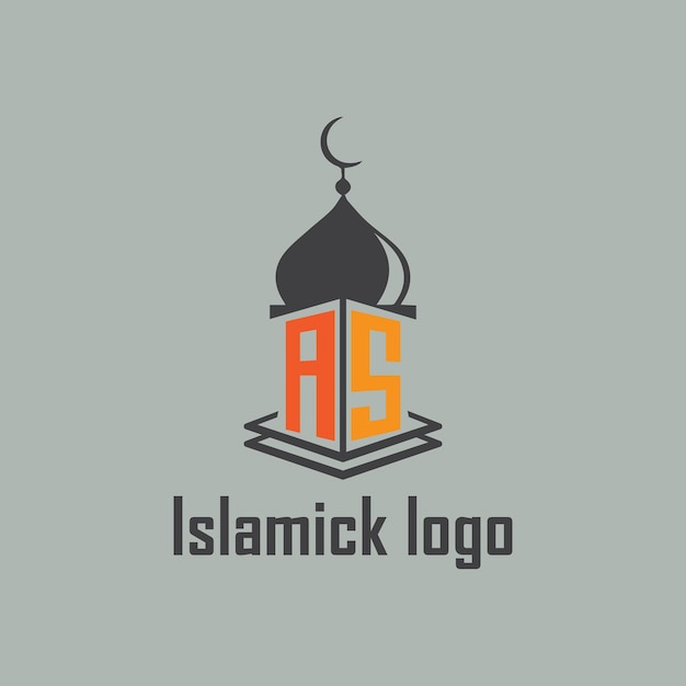 AS Islamic logo with mosque icon design