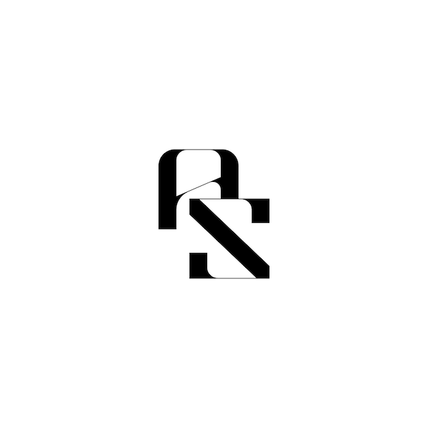 Vector as monogram logo design letter tekst naam symbool monochroom logo alfabet karakter eenvoudig logo