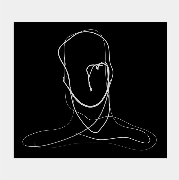 Asbtract minimal male line art illustration doodle printable aesthetic wall art