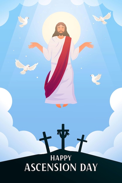ascension day poster illustration in gradient style