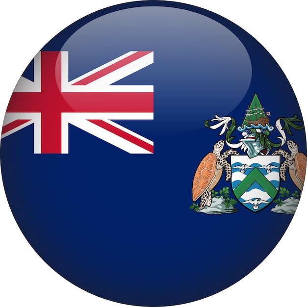 Ascension Island 3D Rounded Flag Button