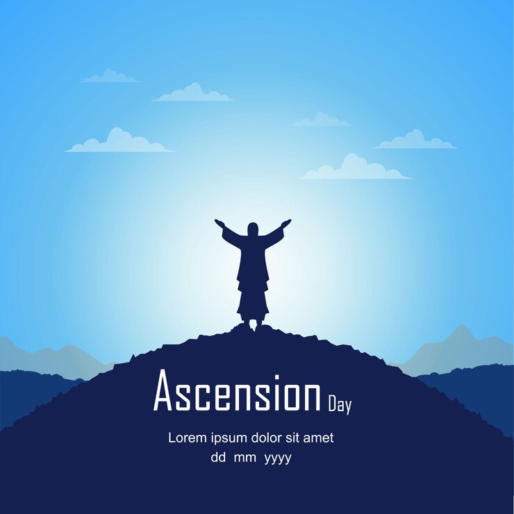 वेक्टर ascension of jesus with a statue of jesus in the morning