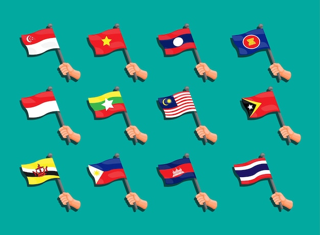 Vector asean flag collection