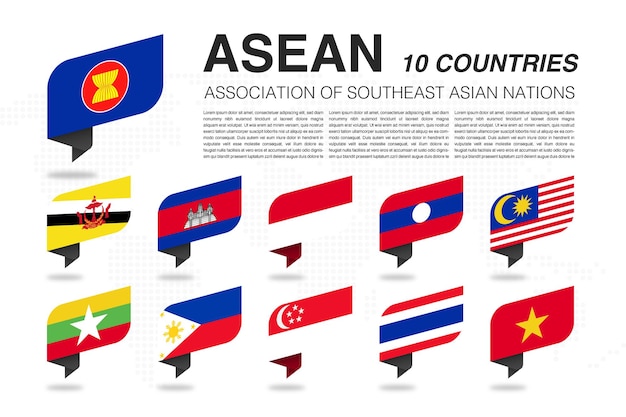 Asean flag pin flat design