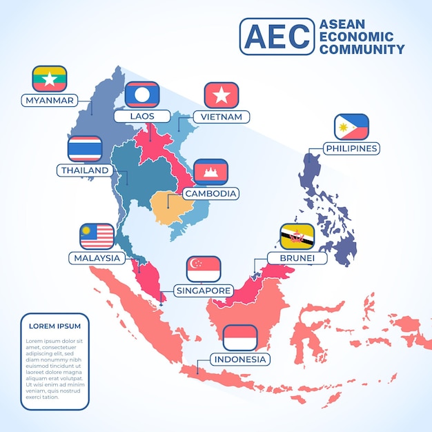 Vettore illustrazione della mappa asean