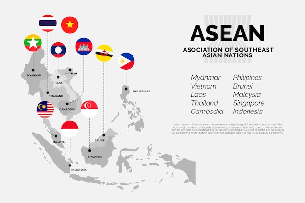 Vettore illustrazione della mappa asean