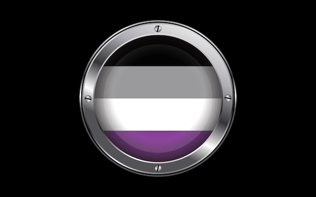 Asexual lgbt pride flag 3d badge vector image