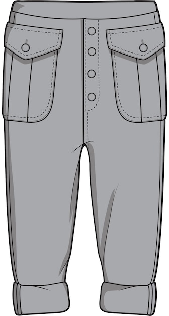 ash 2 poket joggers for boy vector illustration template tech pack technical drawing flat sketch