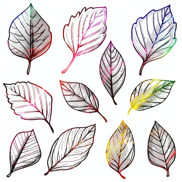 Ash Leaf flat vector linear set illustration high quality