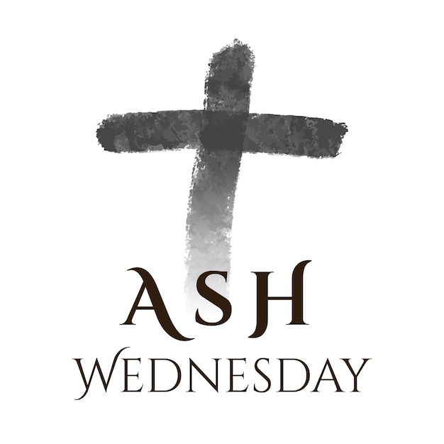 Vector ash wednesday illustration ink cross design