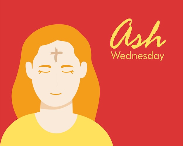 Ash wednesday poster on red background