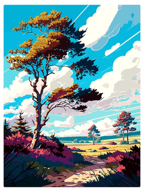 Ashdown Forest Decoration Vintage Travel Poster Souvenir Postcard Portret Schilderkunst WPA Illustratie