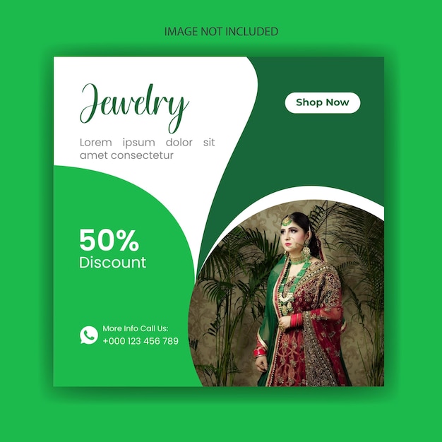 Vector ashion model and jewelry sale for social media instagram post web banner premium