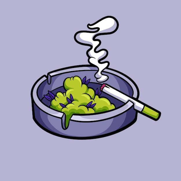 Vector ashtray marijuana cartoon