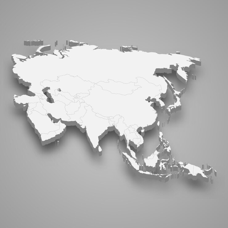 Vector asia 3d map vector illustration