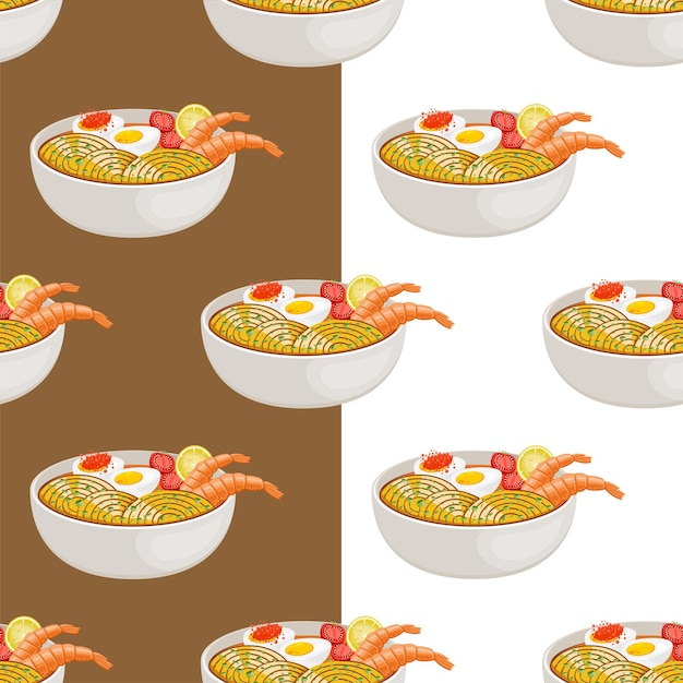 Modello senza cuciture asia food bowl, sfondo di cibo giapponese