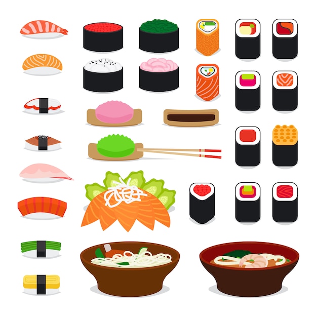 Vector asia food icons