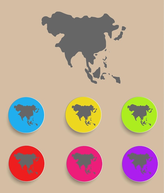 Asia Map icon isolated Vector