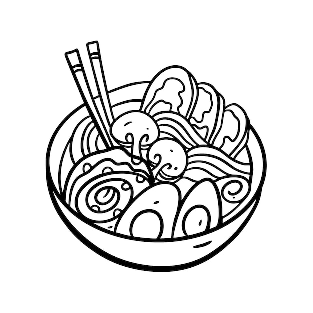 Asia Noodle in diepe kom illustratie