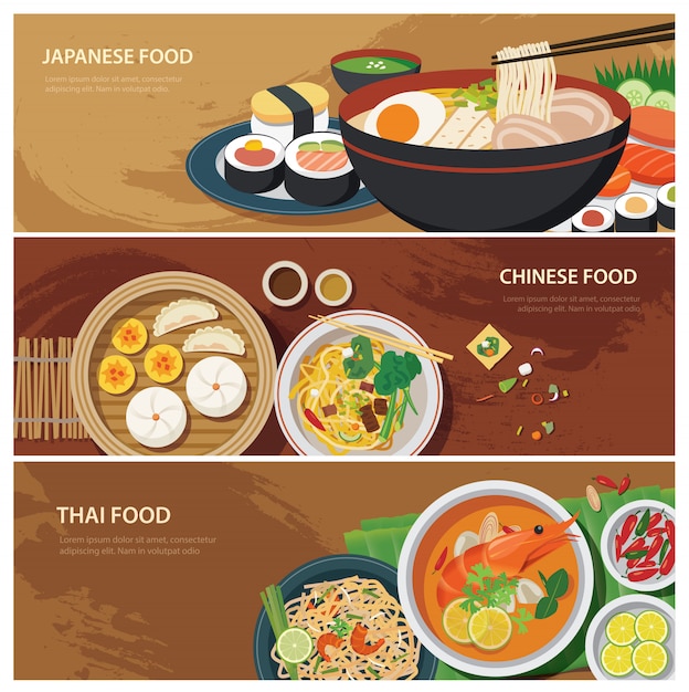 Asia street food web banner ,  thai food 