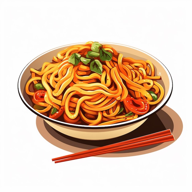 asian chinese food meal noodle ramen cooking vector menu pasta design illustration resta