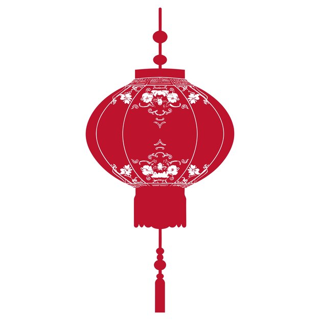 Vector asian chinese traditional lantern red color only