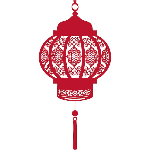 Vector asian chinese traditional lantern red color only