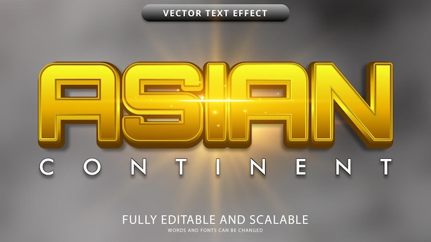 Редактируемый текстовый эффект азиатского континента в формате eps