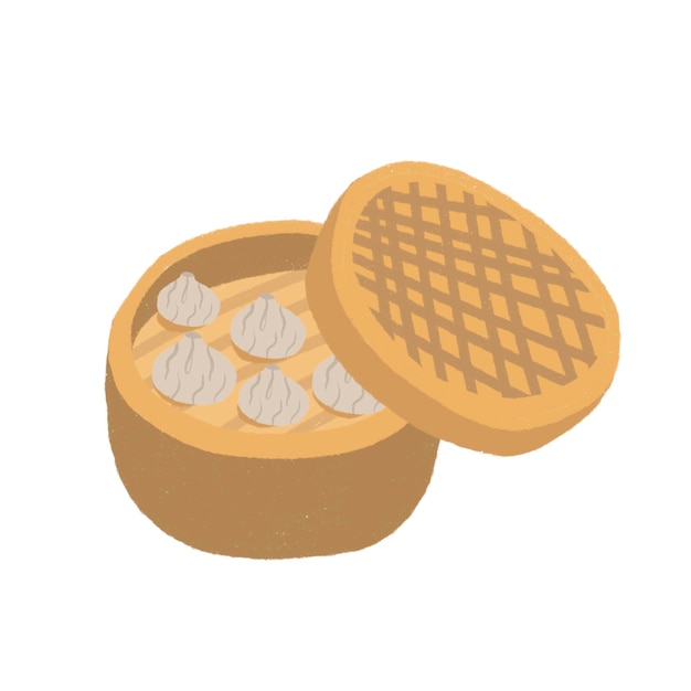 asian cuisine dumplings in a bamboo double boiler
