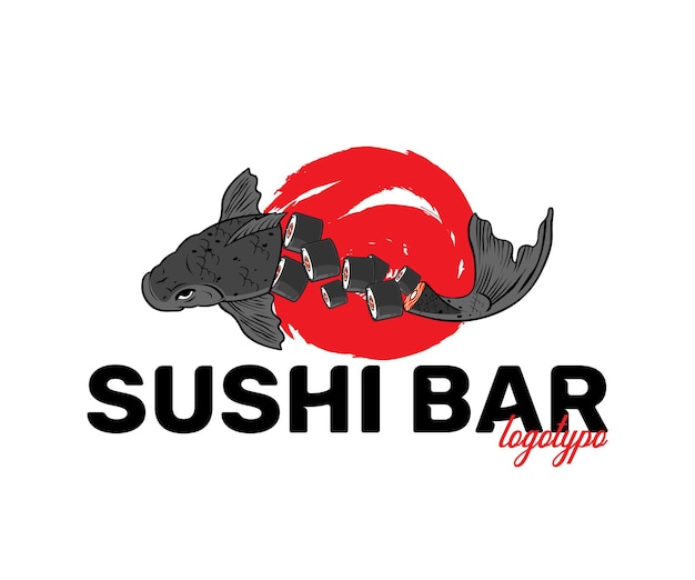 Vettore etichette di cucina asiatica logotipo sushi logo giapponese