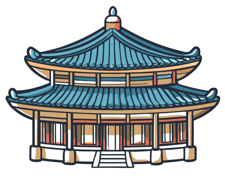 Vector asian culture element or symbol of asia traditional asian temple standing tall against mountain