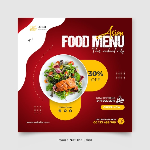 Asian Delicious food menu social media post template