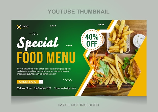 Asian delicious food menu youtube thumbnail design editable template